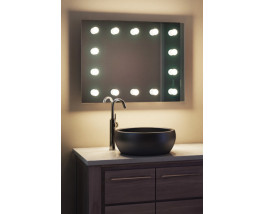 Зеркало в ванную комнату с подсветкой лампочками Мэдисон